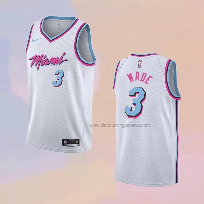 Men's Miami Heat Dwyane Wade NO 3 City 2017-18 White Jersey